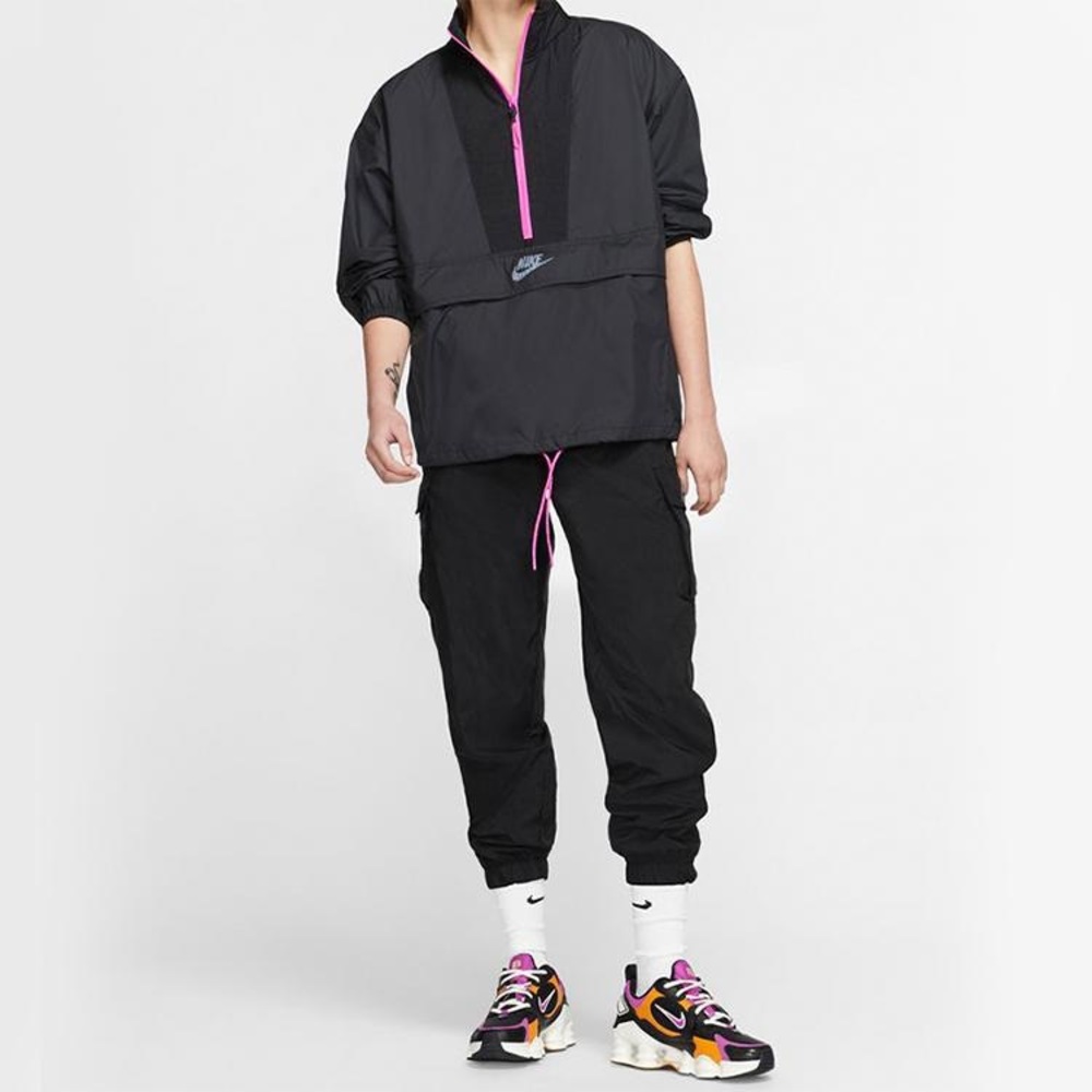 Packable Nike Black Anorak Half Zip Windbreaker
